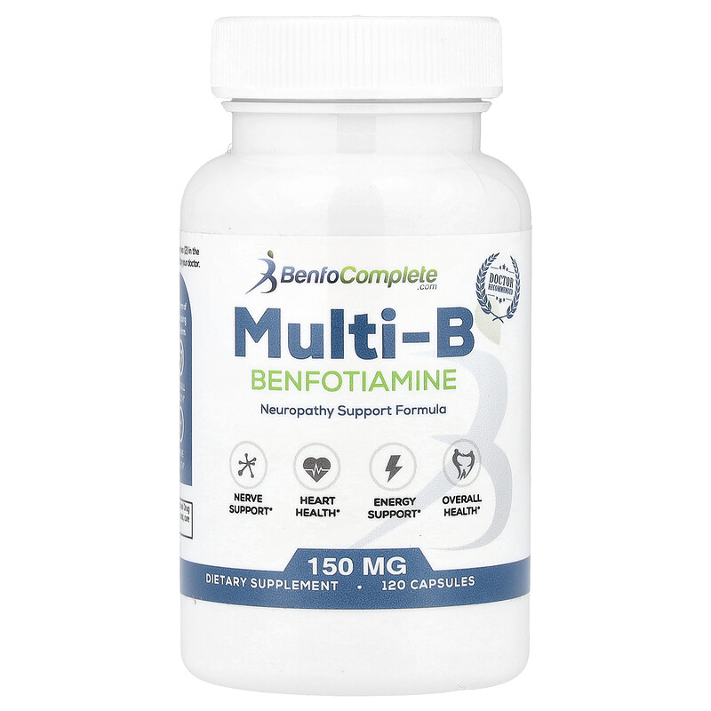 Benfotiamine Inc., Multi-B, добавка с бенфотиамином для поддержки при заболеваниях нервной системы, 150 мг, 120 капсул
Benfotiamine Inc., Multi-B, добавка с бенфотиамином для поддержки при заболеваниях нервной системы, 150 мг, 120 капсул