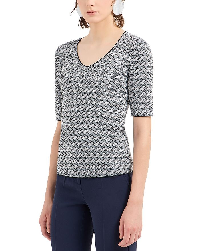 Топ из эластичного джерси Emporio Armani с геометрическим жаккардовым мотивом, серый
Топ из эластичного джерси Emporio Armani с геометрическим жаккардовым мотивом, серый