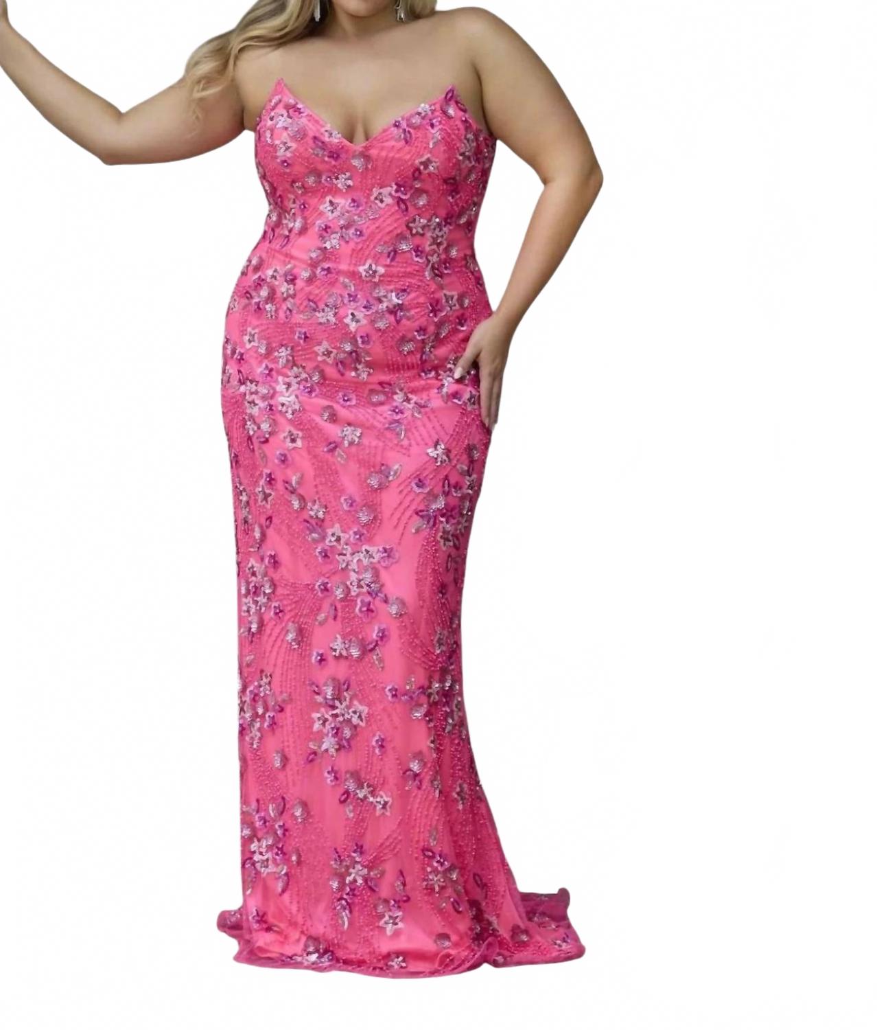 Бесплечее вечернее платье с V-образным вырезом в неоново-розовом цвете Primavera
Бесплечее вечернее платье с V-образным вырезом в неоново-розовом цвете Primavera