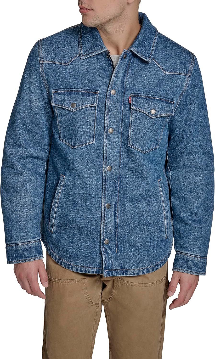 Мужская хлопковая куртка-рубашка в стиле вестерн Levi's, Medium Wash Denim
Мужская хлопковая куртка-рубашка в стиле вестерн Levi's, Medium Wash Denim