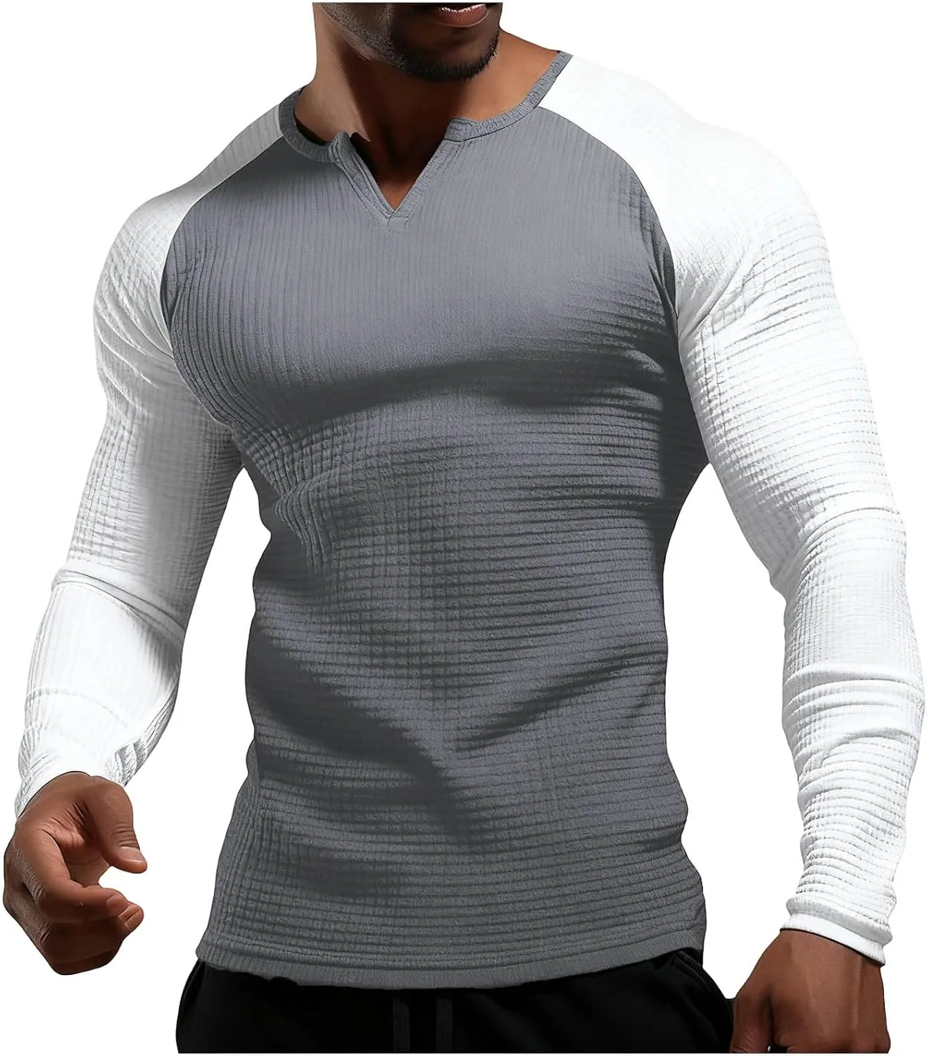 Мужская футболка V-образный вырез с длинным рукавом, легкая и эластичная
Мужская футболка V-образный вырез с длинным рукавом, легкая и эластичная