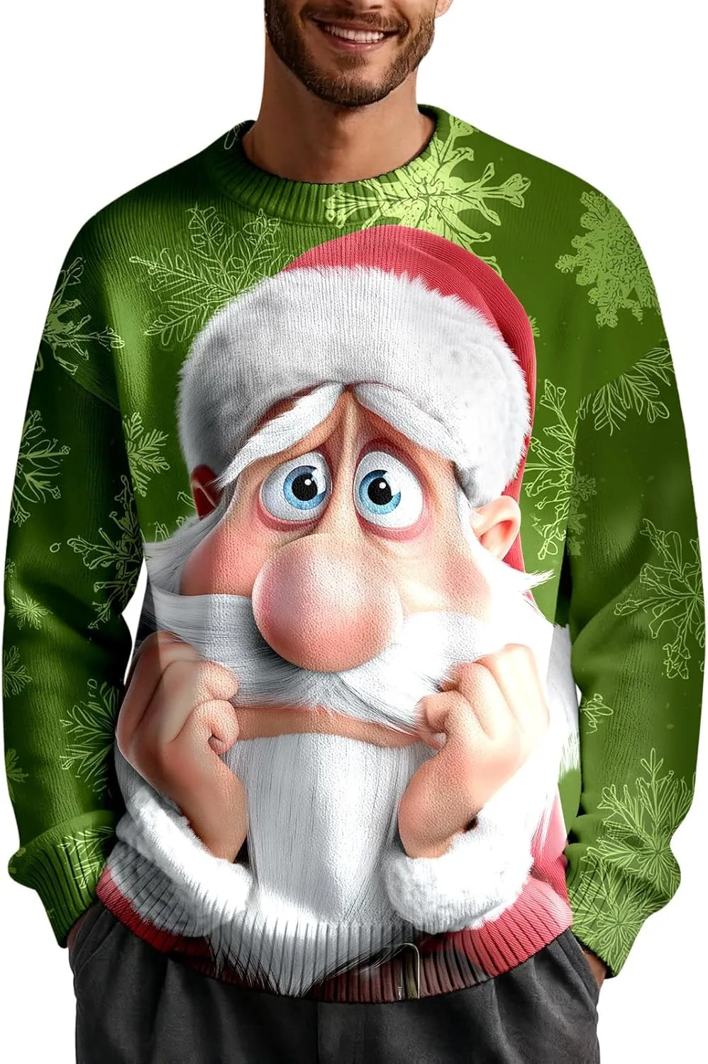 Мужской свитер с принтом Санты для вечеринок
Мужской свитер с принтом Санты для вечеринок