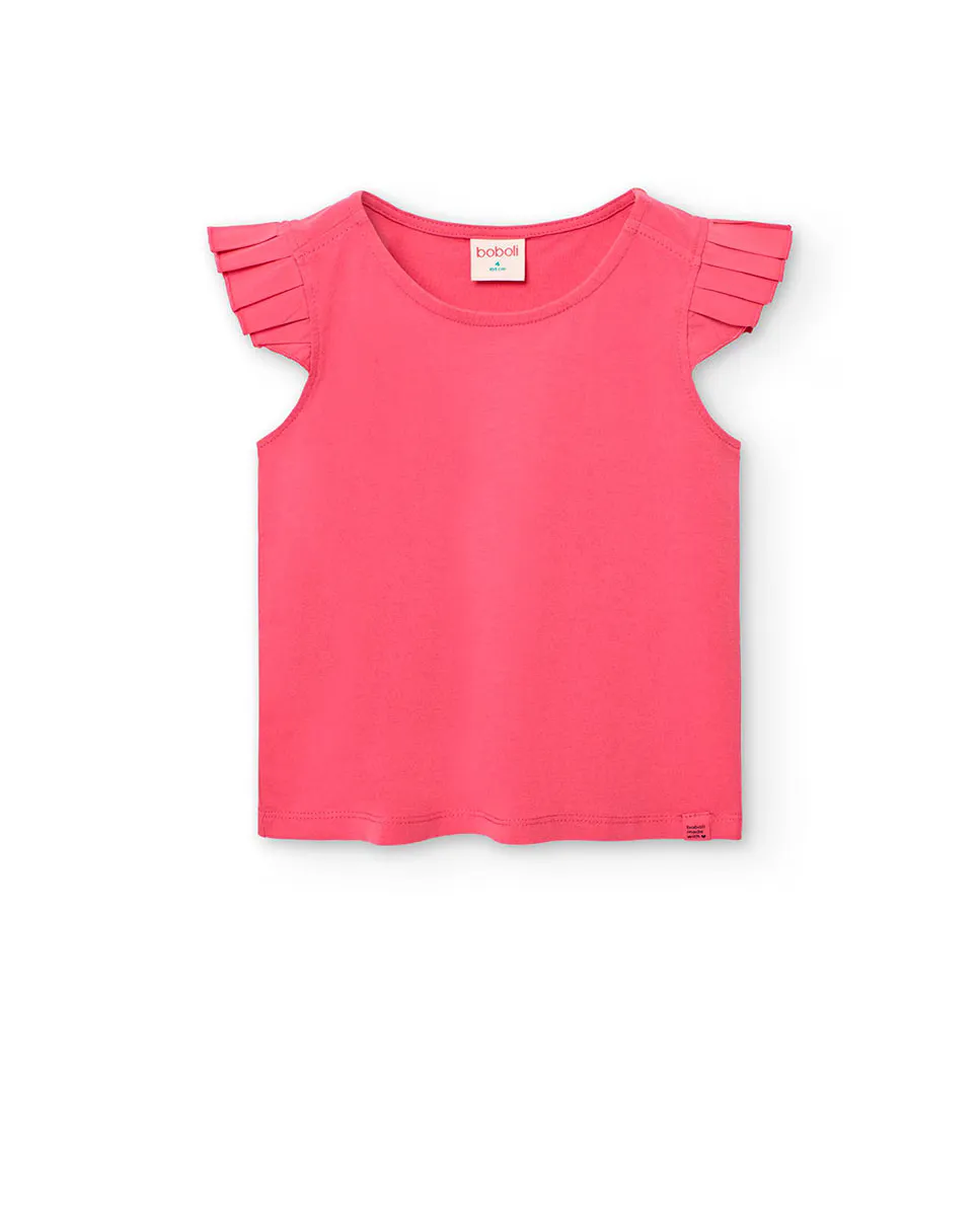 Детская футболка с рюшами и круглым вырезом Boboli, фуксия
Детская футболка с рюшами и круглым вырезом Boboli, фуксия