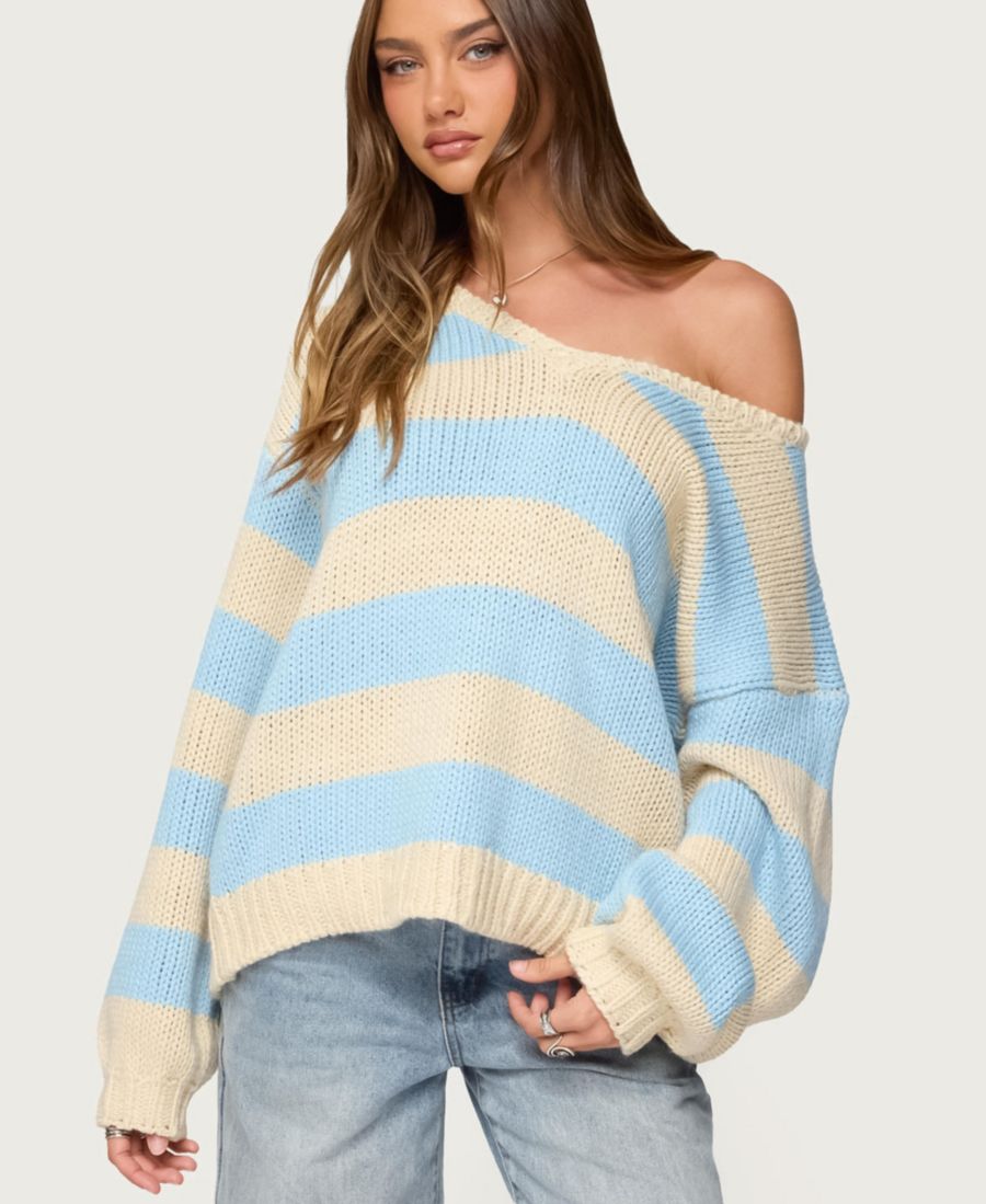 Женский полосатый свитер оверсайз Tracie Edikted, Light-blue
Женский полосатый свитер оверсайз Tracie Edikted, Light-blue