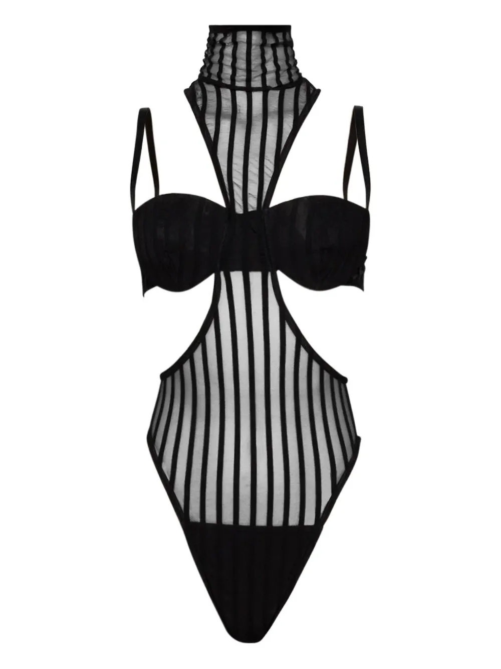 Боди в полоску с высоким воротником LaQuan Smith, черный
Боди в полоску с высоким воротником LaQuan Smith, черный