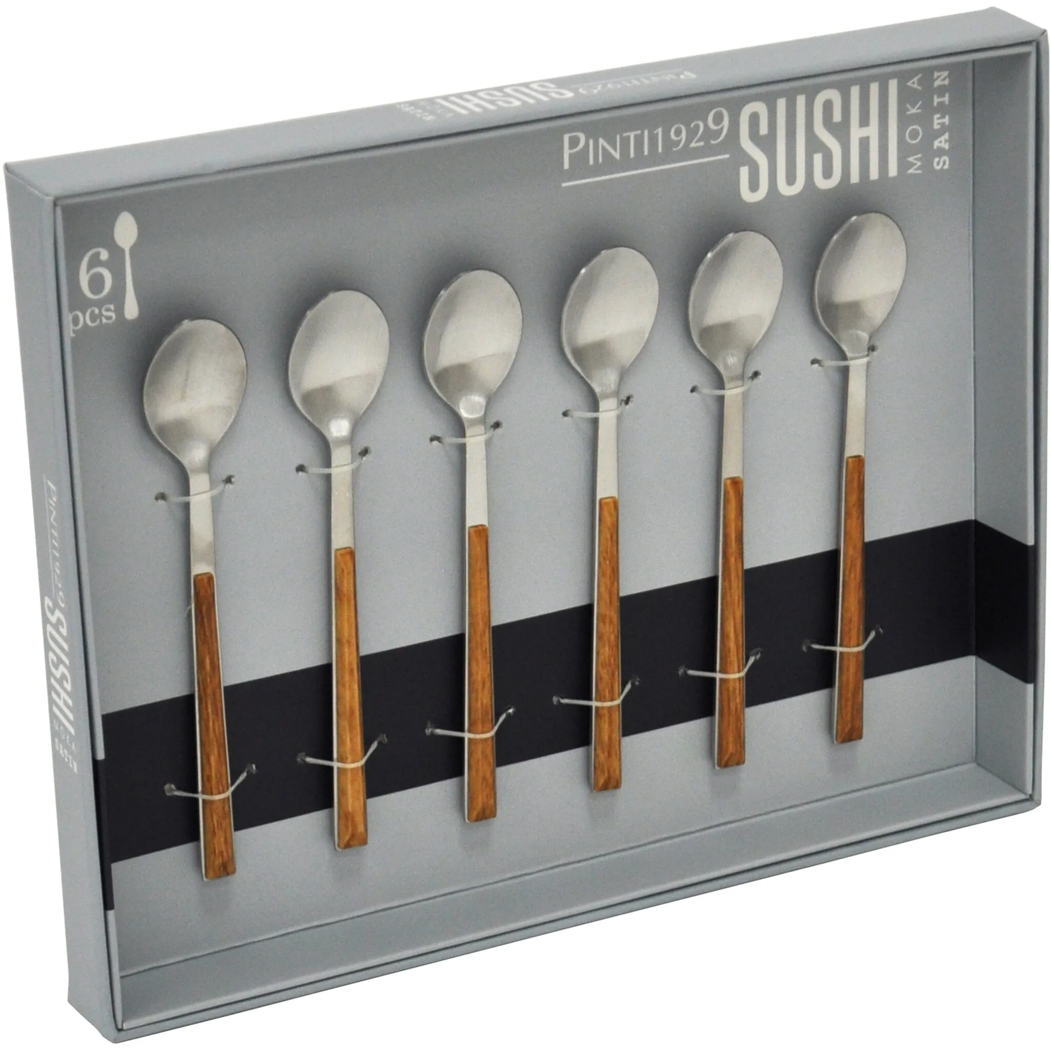 Кофейные ложки PINTINOX «Sushi Moka Satin», (набор, 6 шт.), нержавеющая сталь 18/0, с пластиковой ручкой под сатинированное дерево, цвет edelstahlfarben/mahagonifarben
Кофейные ложки PINTINOX «Sushi Moka Satin», (набор, 6 шт.), нержавеющая сталь 18/0, с пластиковой ручкой под сатинированное дерево, цвет edelstahlfarben/mahagonifarben