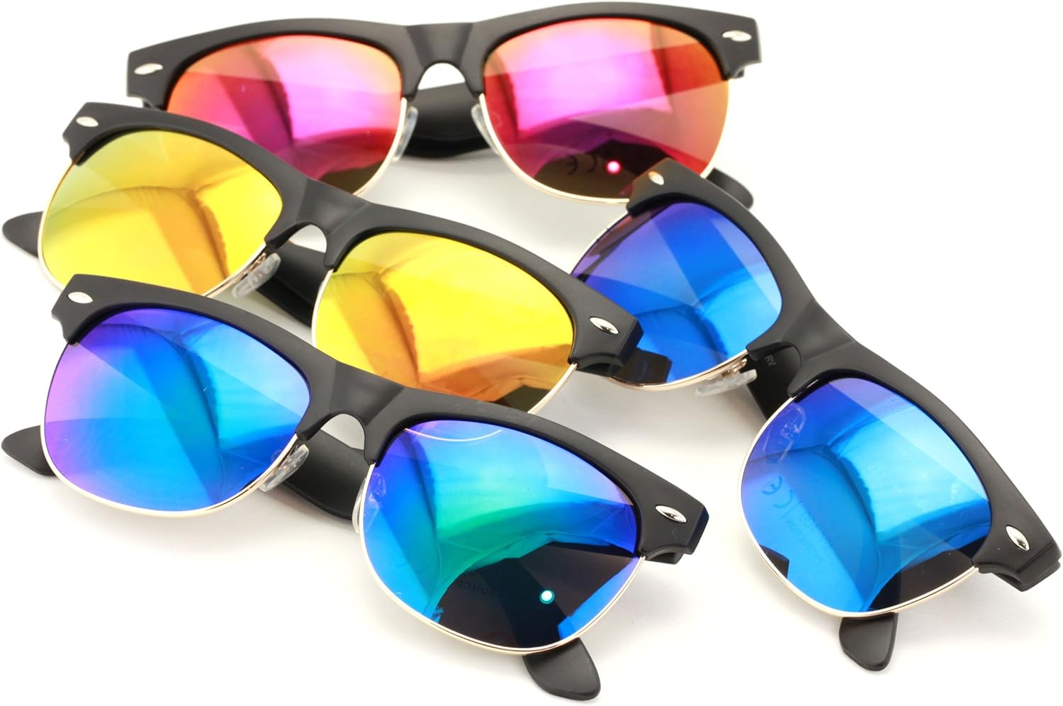 4 пары новых классических круглых солнцезащитных очков в полуободковой оправе в винтажном ретро-стиле, матовые черные с зеркальным покрытием Vision World Eyewear, Matte Black
4 пары новых классических круглых солнцезащитных очков в полуободковой оправе в винтажном ретро-стиле, матовые черные с зеркальным покрытием Vision World Eyewear, Matte Black