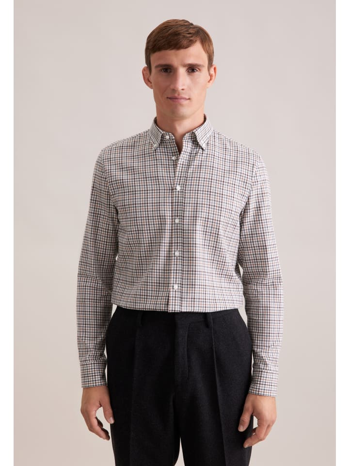 Облегающая фланелевая рубашка коричневого цвета Seidensticker
Облегающая фланелевая рубашка коричневого цвета Seidensticker