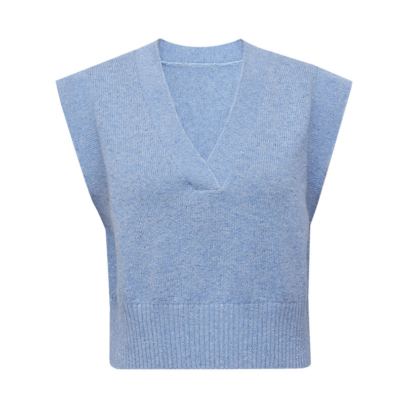 Жилет вязаный Deep Breath короткий, синий
Жилет вязаный Deep Breath короткий, синий