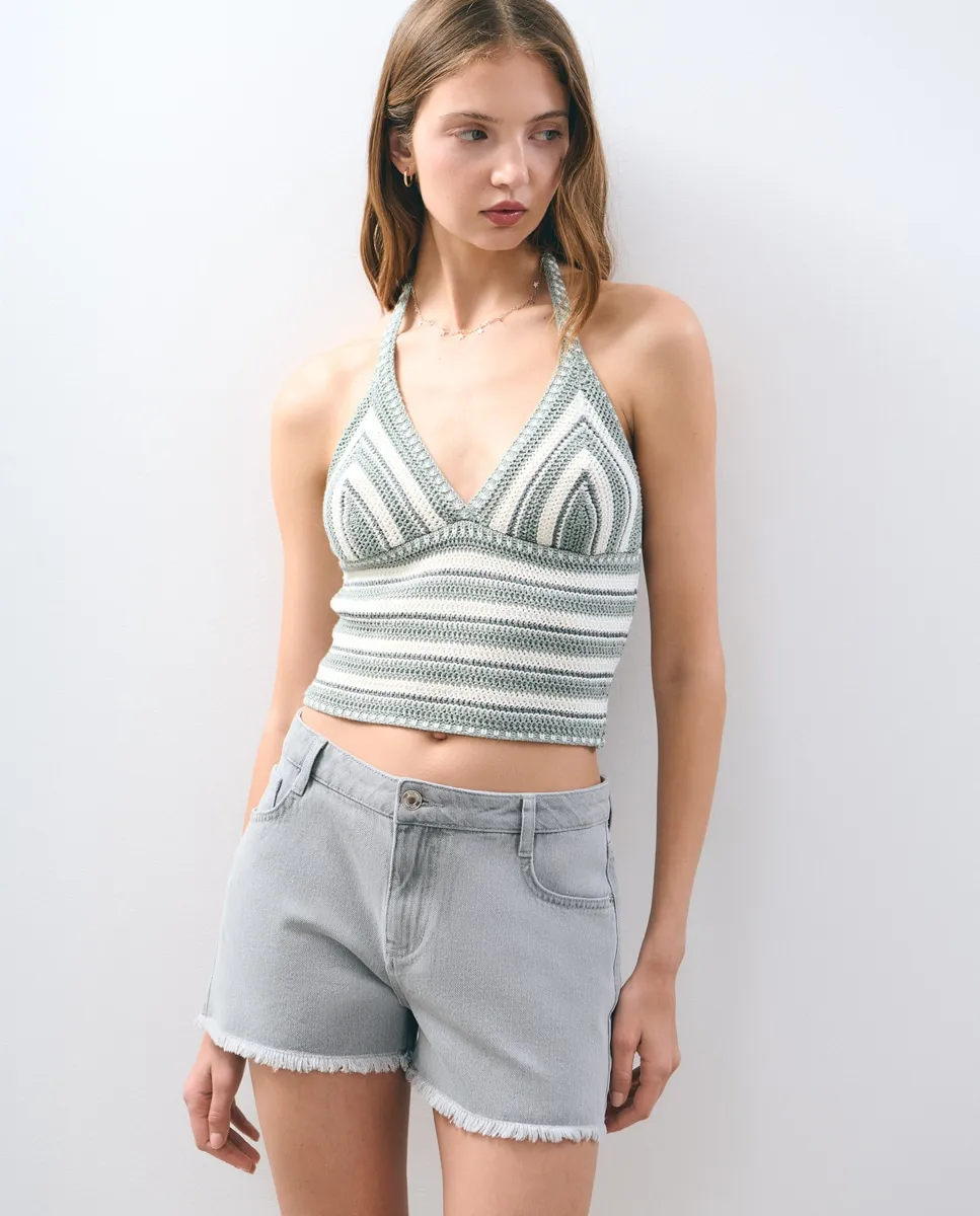 Женский полосатый топ крючком Brownie, зеленый
Женский полосатый топ крючком Brownie, зеленый