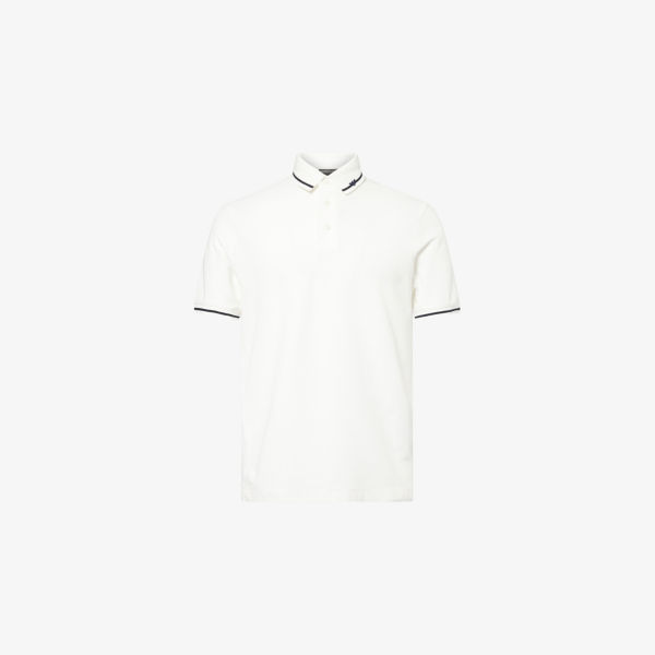 Поло Emporio Armani из хлопкового пике с контрастной отделкой и вышитым логотипом, белый
Поло Emporio Armani из хлопкового пике с контрастной отделкой и вышитым логотипом, белый