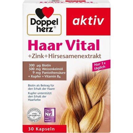 Hair Vital + цинк + экстракт семян проса с биотином для поддержания волос - медь поддерживает сохранение цвета волос Doppelherz
Hair Vital + цинк + экстракт семян проса с биотином для поддержания волос - медь поддерживает сохранение цвета волос Doppelherz