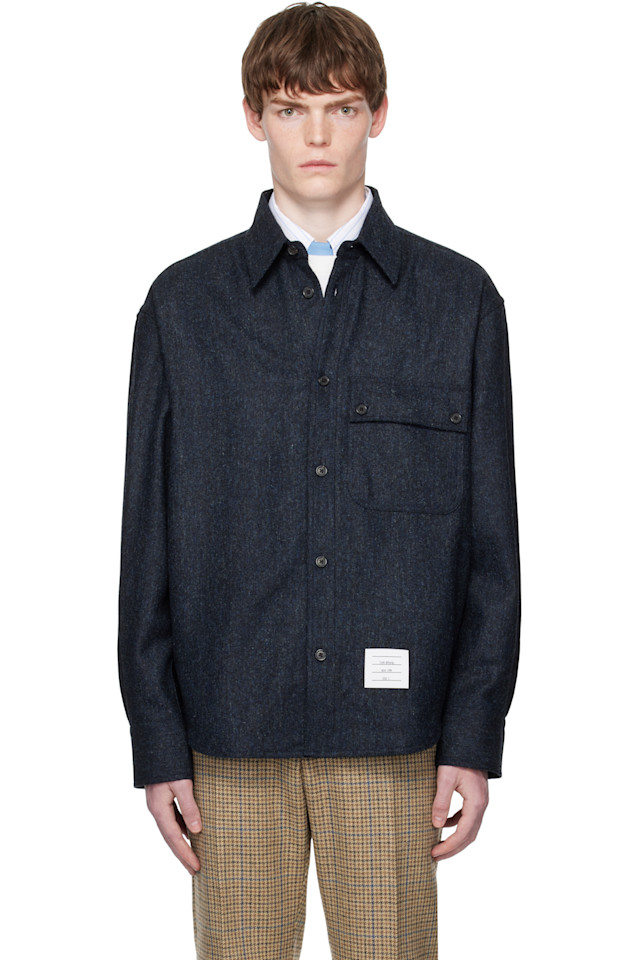 Оверсайз рубашка из плотного твида Donegal для ПК Thom Browne, синий
Оверсайз рубашка из плотного твида Donegal для ПК Thom Browne, синий