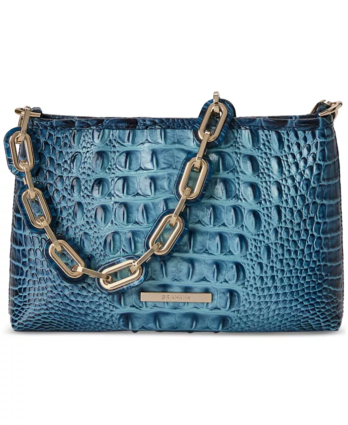 Модная маленькая кожаная сумка через плечо с цепочкой Brahmin, синий
Модная маленькая кожаная сумка через плечо с цепочкой Brahmin, синий