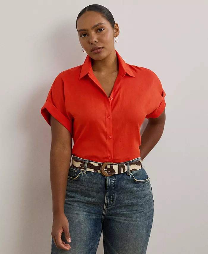 Рубашка большого размера из льна свободного кроя с коротким рукавом Lauren Ralph Lauren, красный
Рубашка большого размера из льна свободного кроя с коротким рукавом Lauren Ralph Lauren, красный