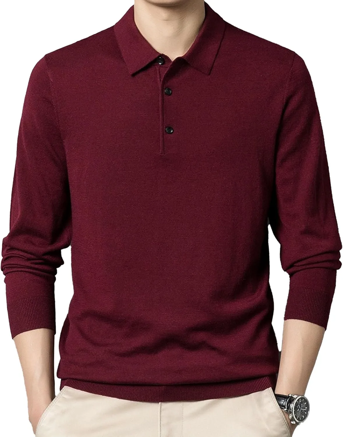 Мужской поло свитер с длинным рукавом и пуговицами QOAAIE
Мужской поло свитер с длинным рукавом и пуговицами QOAAIE