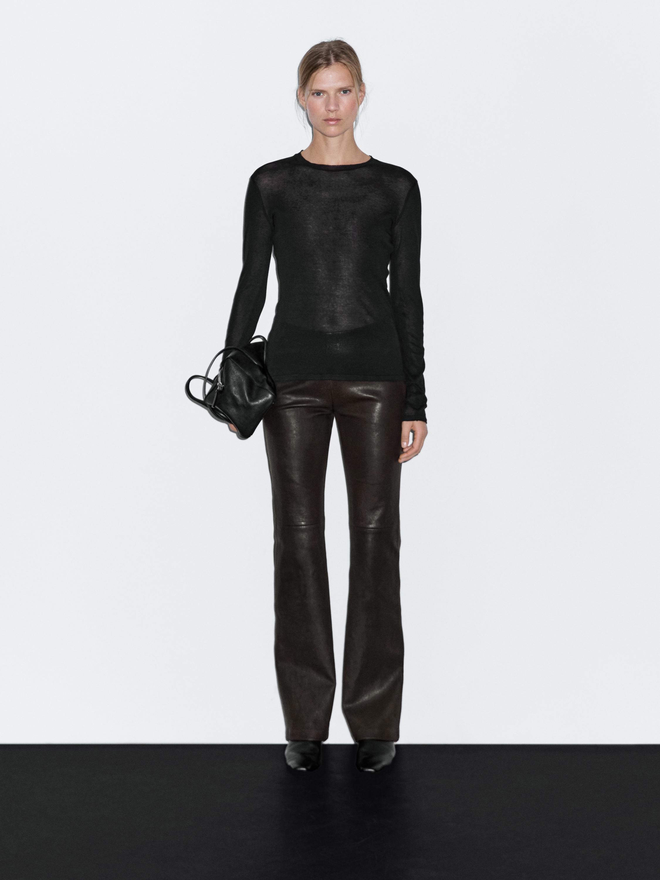 Леггинсы из кожи наппа Massimo Dutti, коричневый
Леггинсы из кожи наппа Massimo Dutti, коричневый