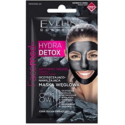 Facemed+ Очищающая увлажняющая угольная маска 8в1 7мл, Eveline Cosmetics
Facemed+ Очищающая увлажняющая угольная маска 8в1 7мл, Eveline Cosmetics