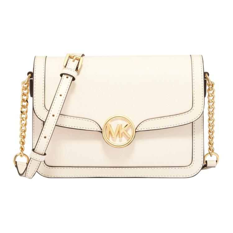 MICHAEL KORS Женская сумка среднего размера с клапаном и цепочкой из искусственной кожи верблюжьего и молочно-белого цветов, Milk White
MICHAEL KORS Женская сумка среднего размера с клапаном и цепочкой из искусственной кожи верблюжьего и молочно-белого цветов, Milk White