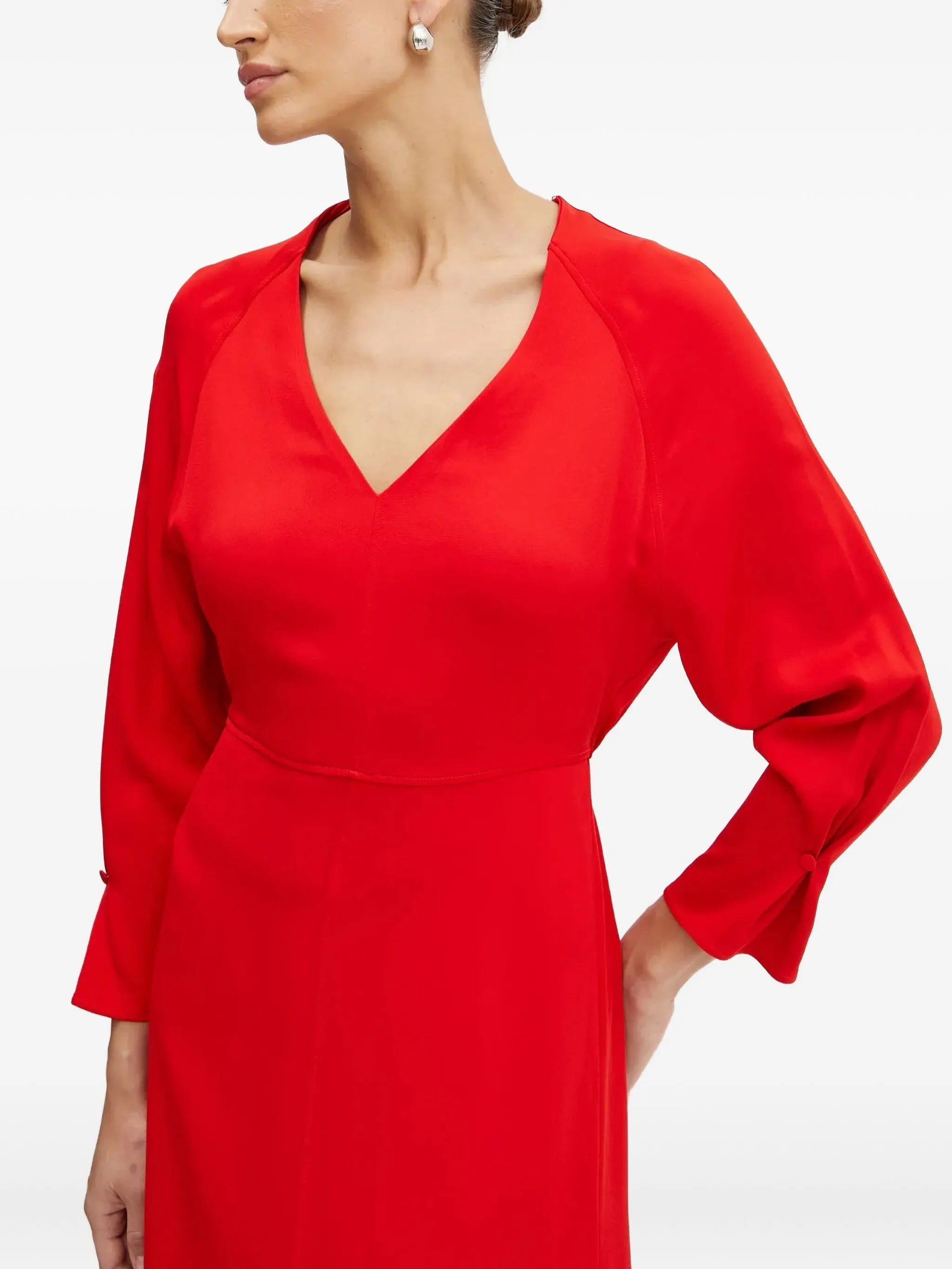 Платье с V-образным вырезом и манжетами на пуговицах Boss, красный
Платье с V-образным вырезом и манжетами на пуговицах Boss, красный