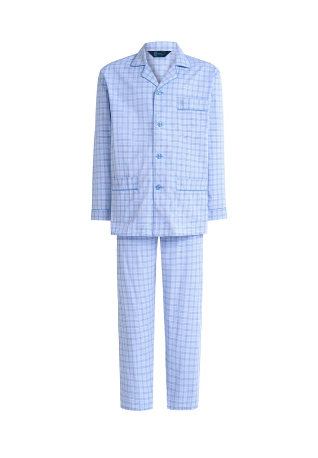 Пижама с воротником-лацканом хлопковый поплин в клетку El Búho Nocturno, голубой
Пижама с воротником-лацканом хлопковый поплин в клетку El Búho Nocturno, голубой