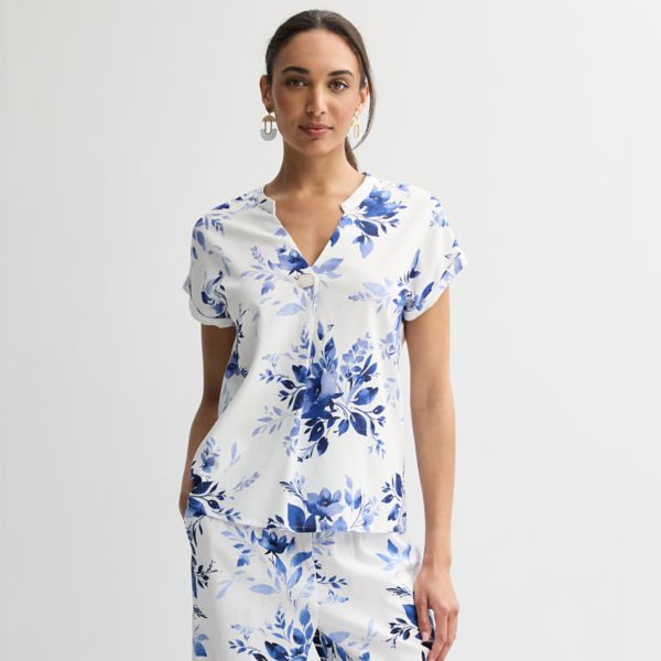 Женский топ с рукавами-крылышками и пуговицами под жемчуг из льна Ellen Tracy, цвет floral bloom
Женский топ с рукавами-крылышками и пуговицами под жемчуг из льна Ellen Tracy, цвет floral bloom