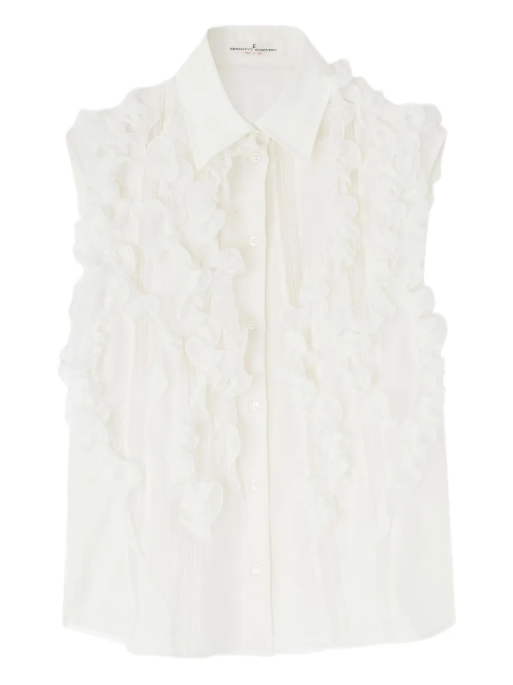 Рубашка без рукавов с рюшами Ermanno Scervino, белый
Рубашка без рукавов с рюшами Ermanno Scervino, белый