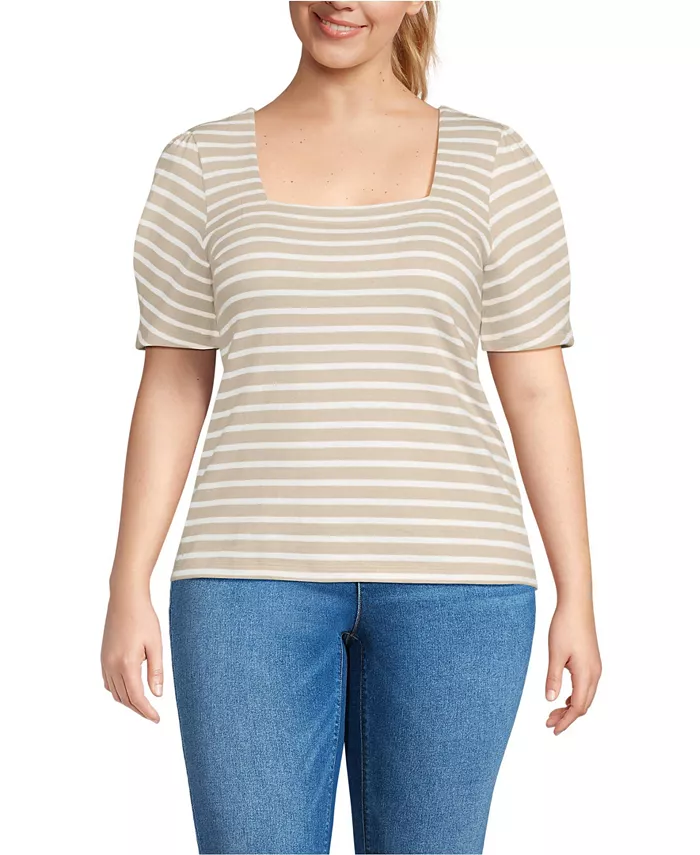 Топ с квадратным вырезом и пышными рукавами Mariner Plus Size Lands' End, белый
Топ с квадратным вырезом и пышными рукавами Mariner Plus Size Lands' End, белый