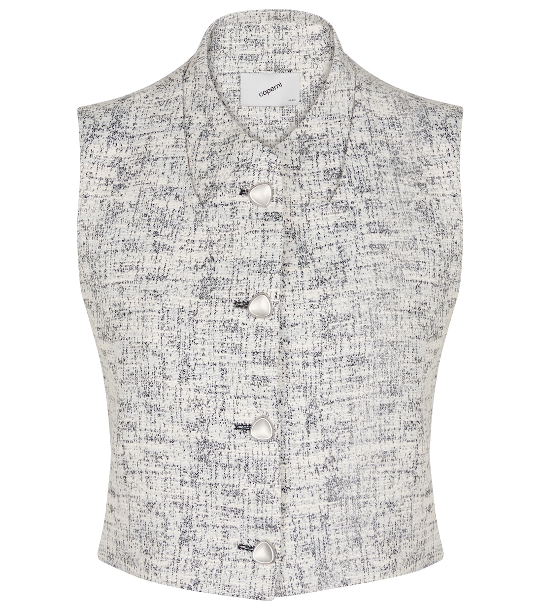 Твидовый жилет без рукавов Coperni, Black White
Твидовый жилет без рукавов Coperni, Black White