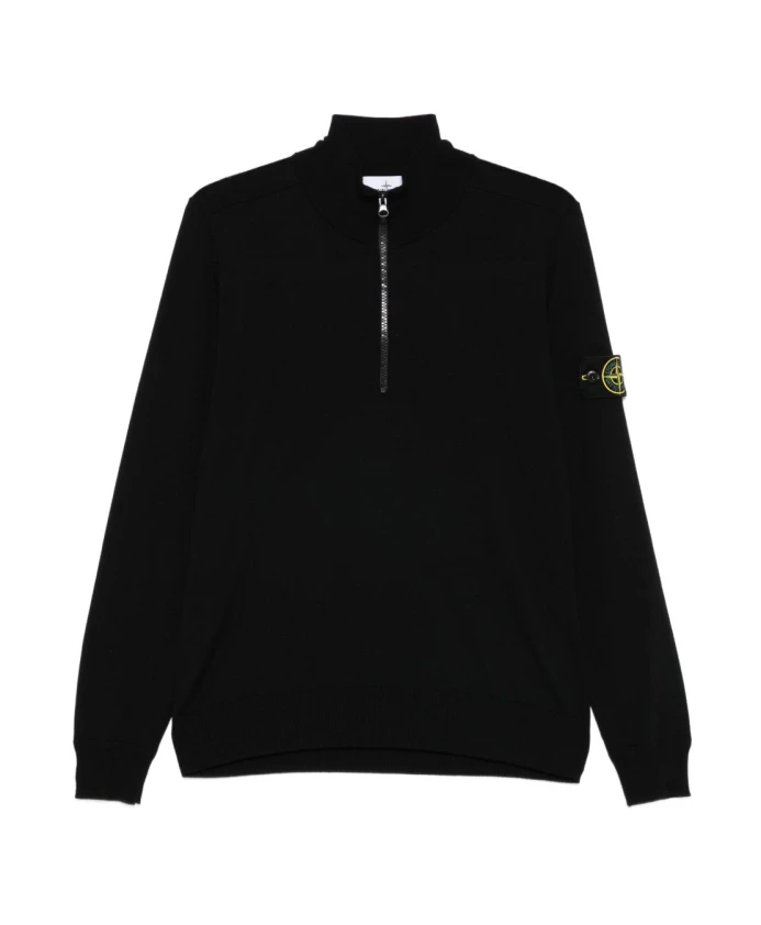 Черный пуловер на молнии Stone Island, черный
Черный пуловер на молнии Stone Island, черный