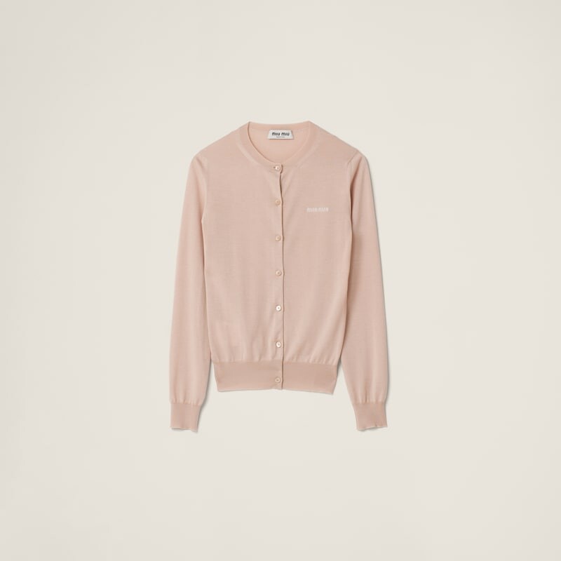 Кардиган вязки из кашемира и шелка Miu Miu, белый
Кардиган вязки из кашемира и шелка Miu Miu, белый