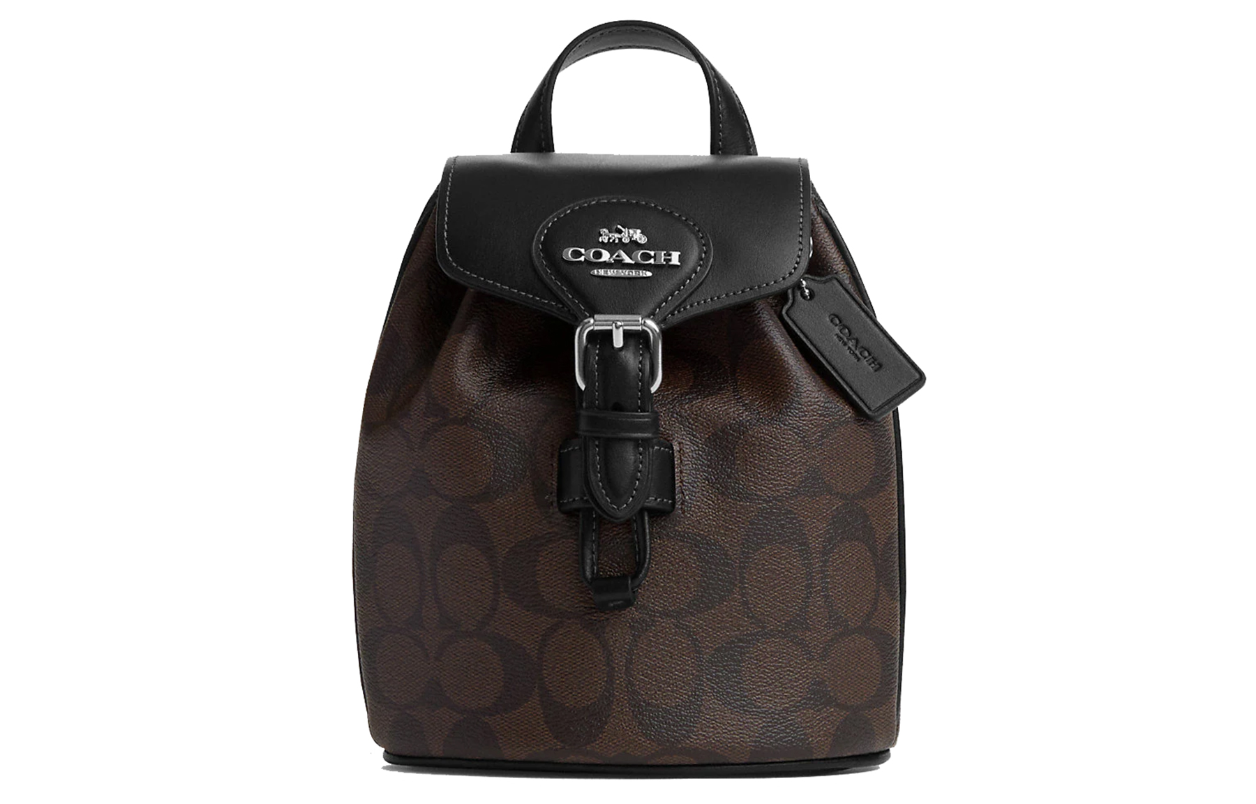 Сумка через плечо из гладкой кожи небольшого размера для женщин черно-коричневая с монограммой COACH
Сумка через плечо из гладкой кожи небольшого размера для женщин черно-коричневая с монограммой COACH