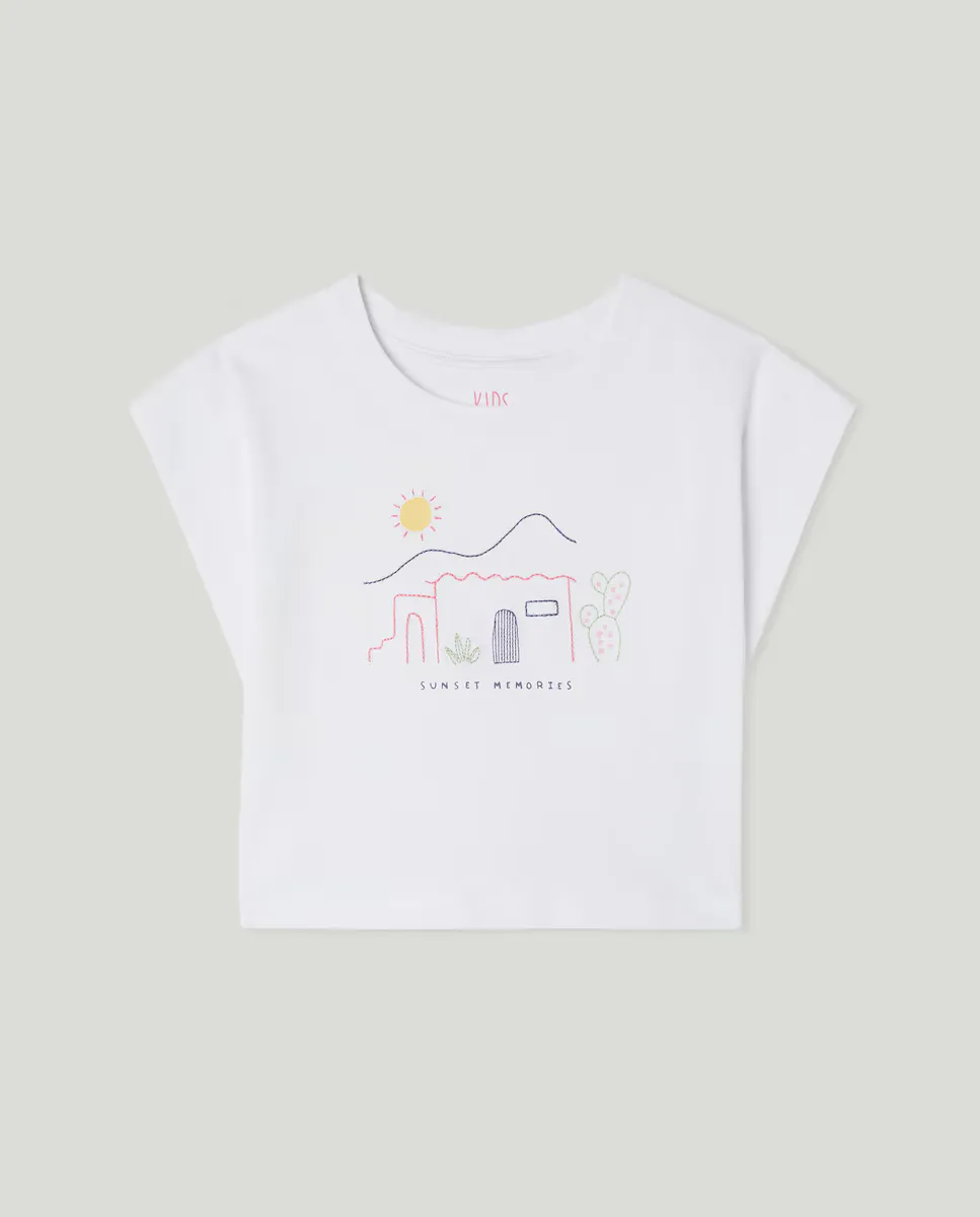 Футболка для девочки с короткими рукавами и вышивкой Kids El Corte Inglés, белый
Футболка для девочки с короткими рукавами и вышивкой Kids El Corte Inglés, белый