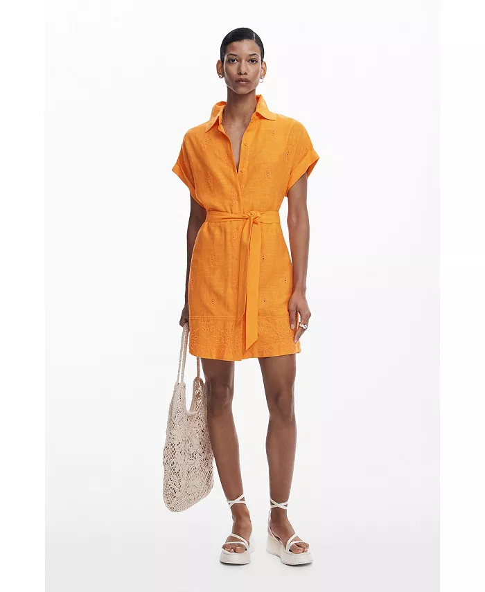 Женское платье-рубашка с перфорированным подолом Desigual, оранжевый
Женское платье-рубашка с перфорированным подолом Desigual, оранжевый