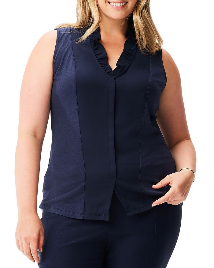 Майка NIC+ZOE Plus с рюшами вокруг, синий 
Майка NIC+ZOE Plus с рюшами вокруг, синий