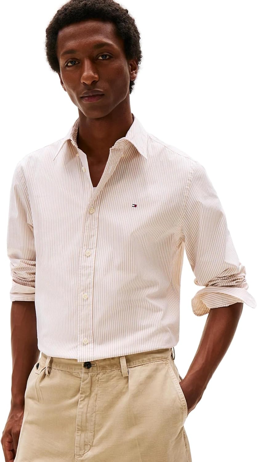 Мужская фирменная рубашка TOMMY HILFIGER с длинным рукавом и застежкой на пуговицы, классического кроя, коллекция 2025 года, Poplin Stripe Trench
Мужская фирменная рубашка TOMMY HILFIGER с длинным рукавом и застежкой на пуговицы, классического кроя, коллекция 2025 года, Poplin Stripe Trench