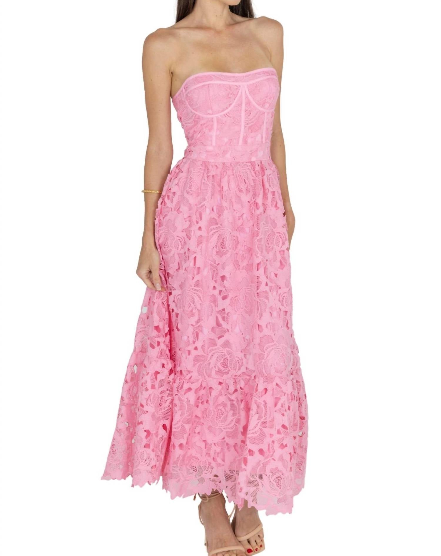 Розовое миди-платье Amelia Lace Bustier Akalia
Розовое миди-платье Amelia Lace Bustier Akalia