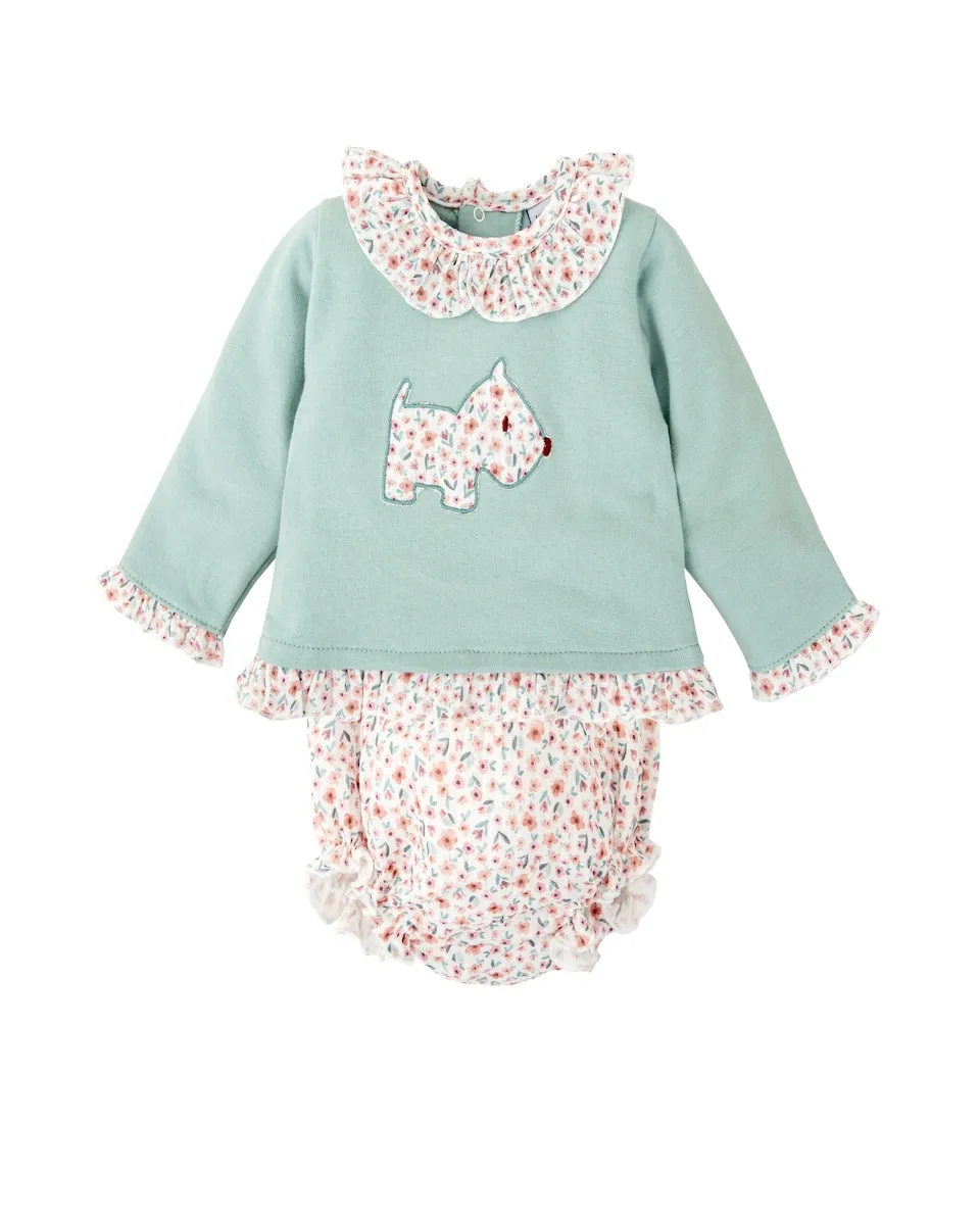 Комплект для девочки: толстовка с воротником-воланом и подходящие трусики BABIDÚ, зеленый
Комплект для девочки: толстовка с воротником-воланом и подходящие трусики BABIDÚ, зеленый