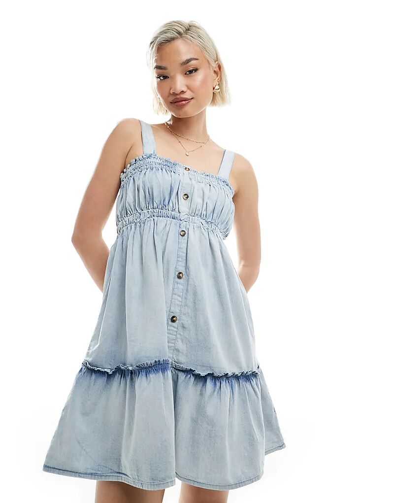 Мини-платье Miss Selfridge из шамбре со сборками, светло-голубого цвета
Мини-платье Miss Selfridge из шамбре со сборками, светло-голубого цвета