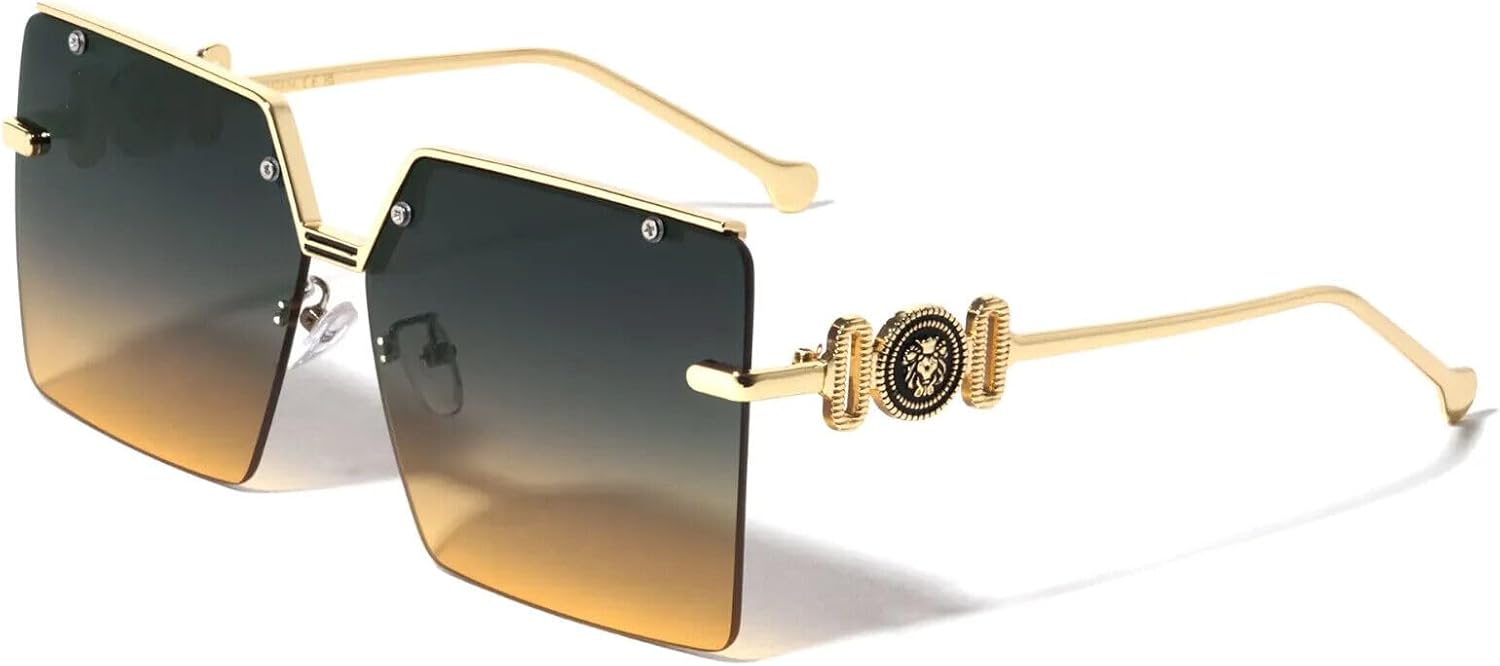 Женские солнцезащитные очки Dweebzilla с медальоном в виде головы льва, полуободковые, квадратной формы, модель Jackie O, большие, Gold Frame - Dark Green Yellow Gradient Lenses
Женские солнцезащитные очки Dweebzilla с медальоном в виде головы льва, полуободковые, квадратной формы, модель Jackie O, большие, Gold Frame - Dark Green Yellow Gradient Lenses