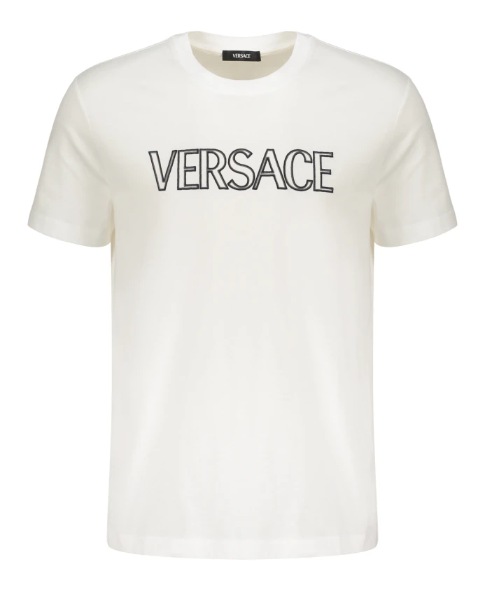 Хлопковая футболка с вышитым логотипом Versace, белый
Хлопковая футболка с вышитым логотипом Versace, белый