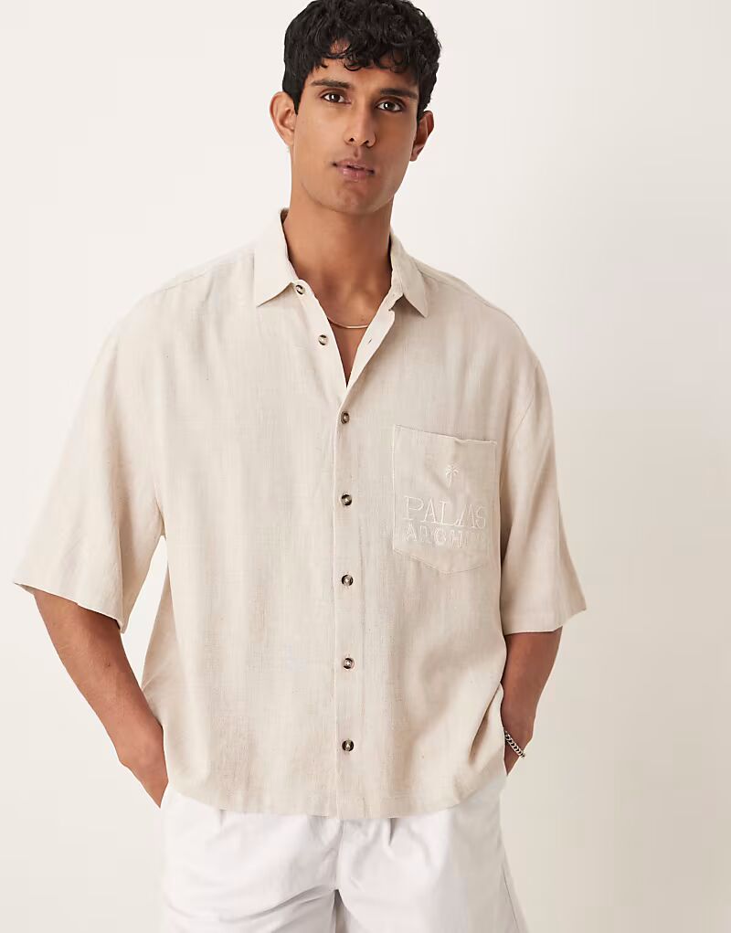 Рубашка свободного кроя из высококачественного льняного смесового материала с вышивкой на груди бежевого цвета Asos Design
Рубашка свободного кроя из высококачественного льняного смесового материала с вышивкой на груди бежевого цвета Asos Design