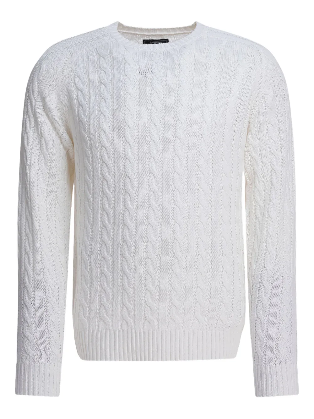 Свитер с круглым вырезом, связанный косами BEAMS PLUS, белый 
Свитер с круглым вырезом, связанный косами BEAMS PLUS, белый