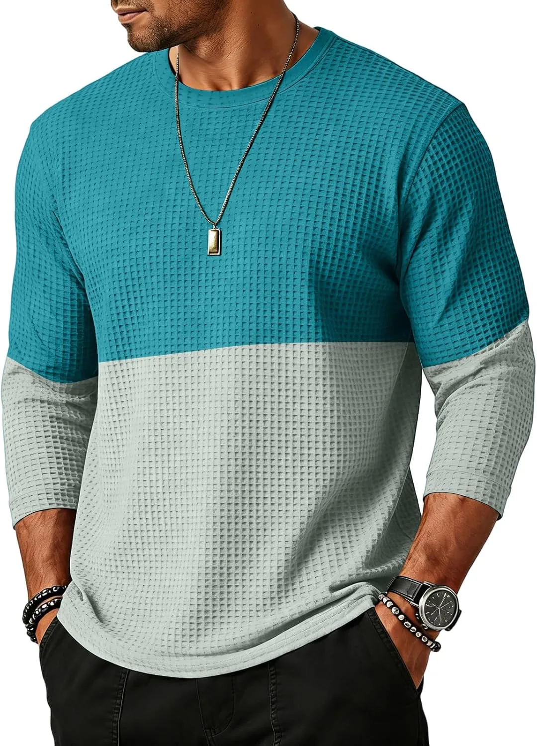 WENKOMG1 мужская футболка с вафельной вязкой 3/4 рукава casual color block
WENKOMG1 мужская футболка с вафельной вязкой 3/4 рукава casual color block