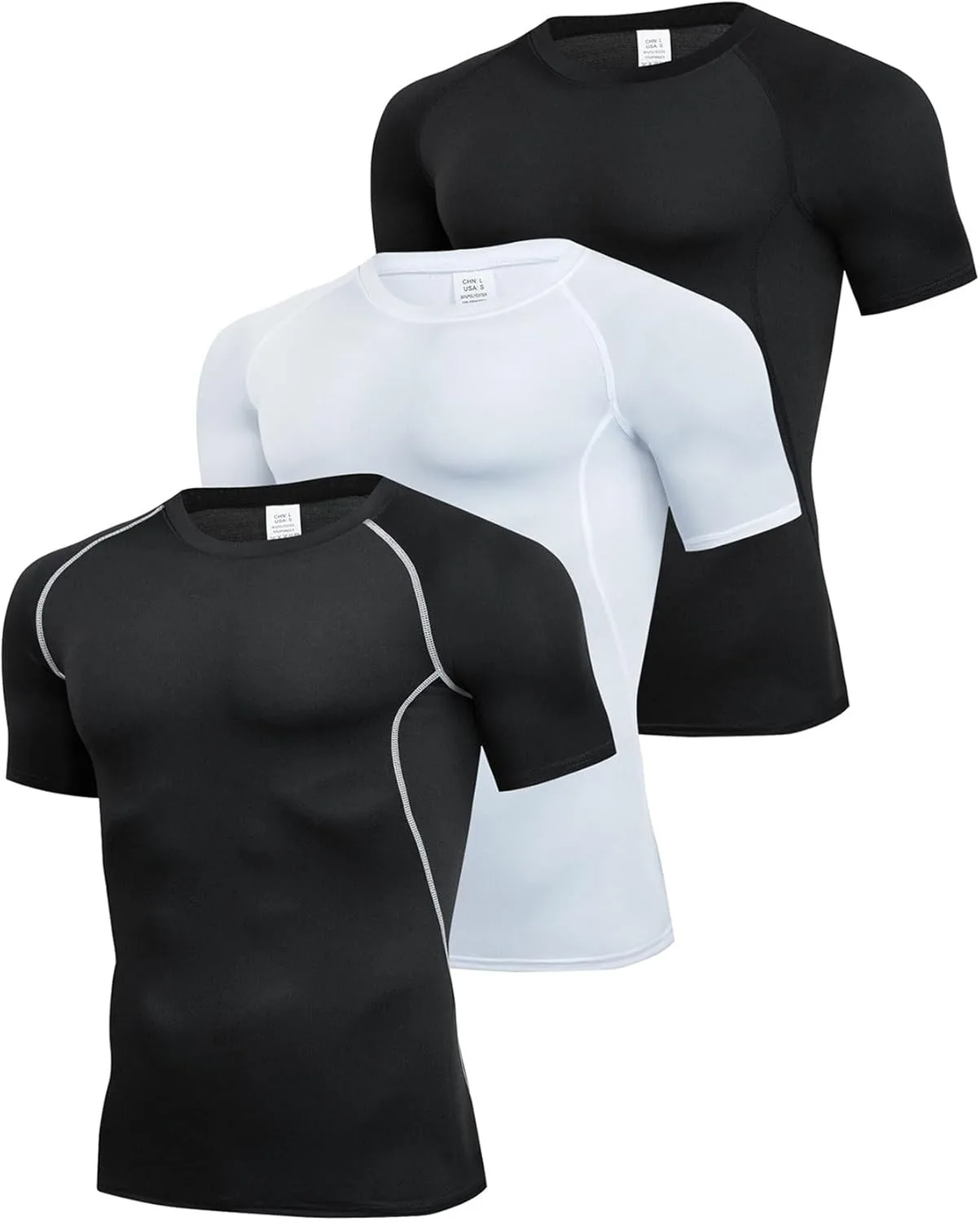 3 упаковки мужских компрессионных футболок с коротким рукавом для спорта и тренировок, черный и белый
3 упаковки мужских компрессионных футболок с коротким рукавом для спорта и тренировок, черный и белый
