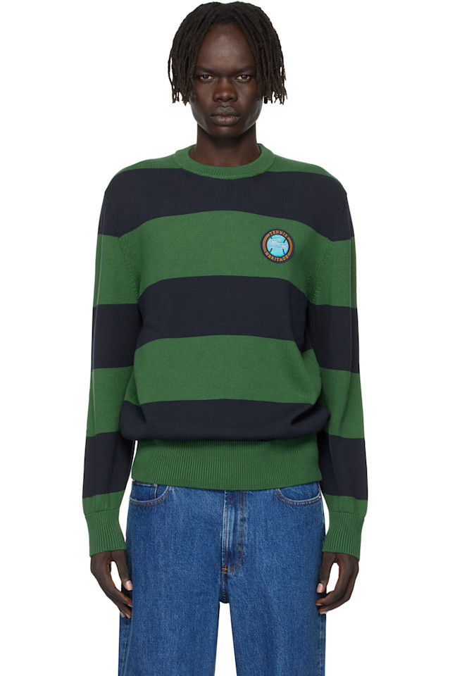 Lacoste Хлопковый трикотажный свитер в зелено-синюю полоску
Lacoste Хлопковый трикотажный свитер в зелено-синюю полоску