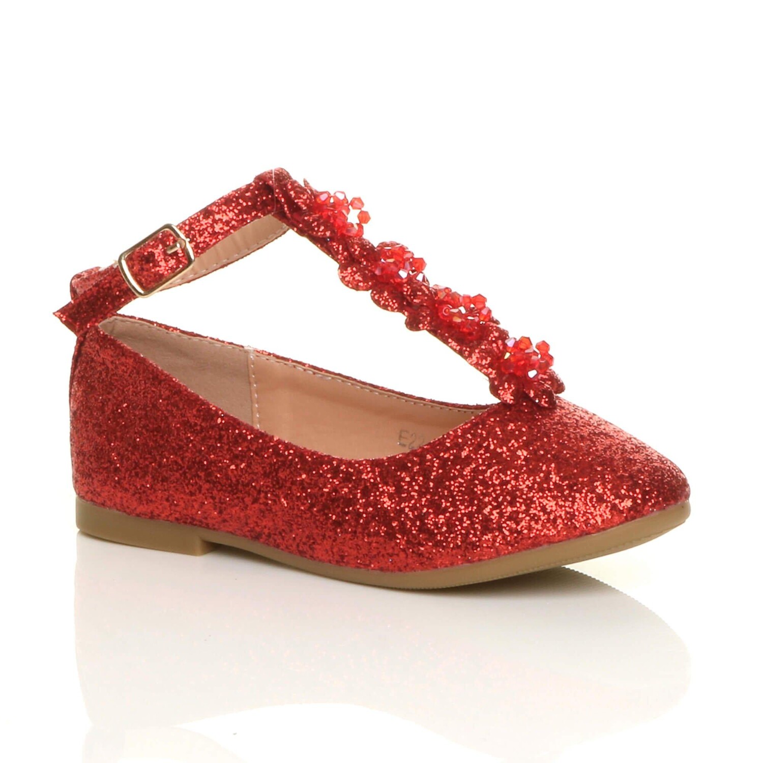 Блестящие балетки на плоском каблуке с Т-образной планкой AJVANI, красный 
Блестящие балетки на плоском каблуке с Т-образной планкой AJVANI, красный