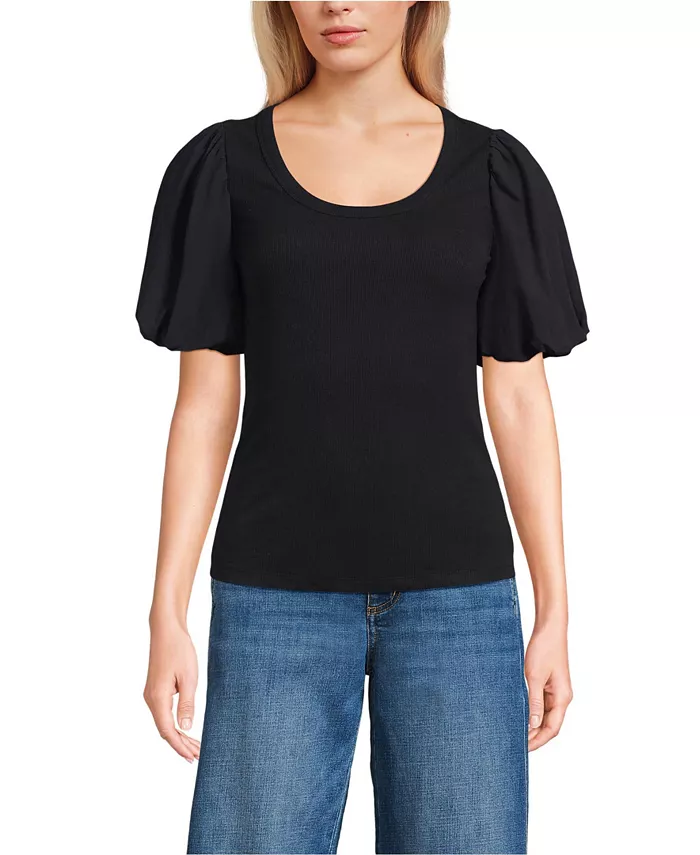 Женский топ-топ Petite с драпировкой, рукавами-буфами и глубоким круглым вырезом Lands' End, черный
Женский топ-топ Petite с драпировкой, рукавами-буфами и глубоким круглым вырезом Lands' End, черный