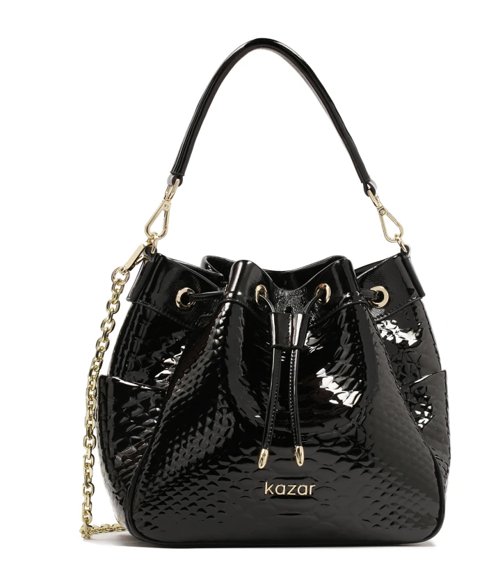 Сумка из лакированной кожи с тиснением. Kazar, черный
Сумка из лакированной кожи с тиснением. Kazar, черный