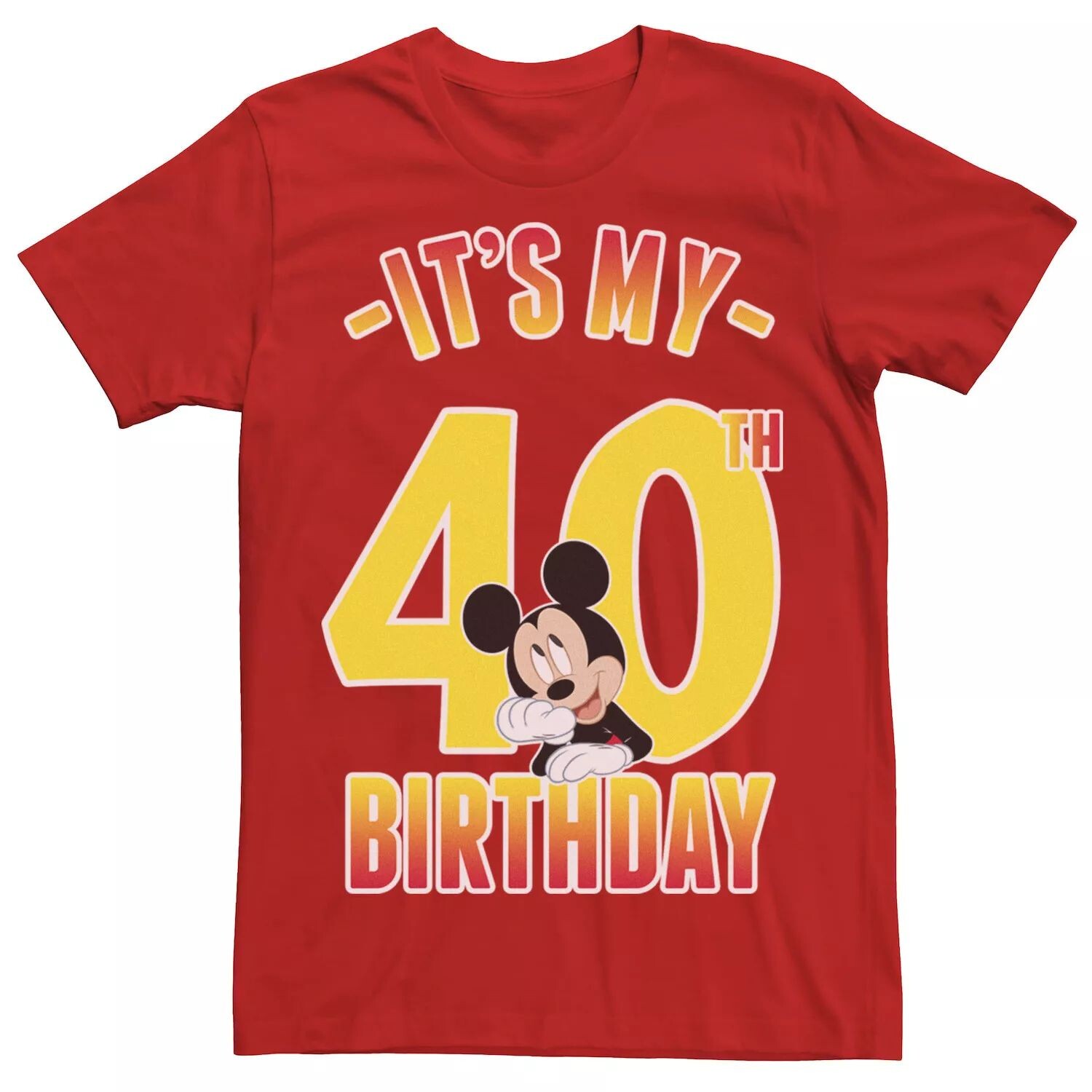 Мужская футболка с градиентным портретом Disney Mickey Mouse It's My 40th Birthday Licensed Character
Мужская футболка с градиентным портретом Disney Mickey Mouse It's My 40th Birthday Licensed Character
